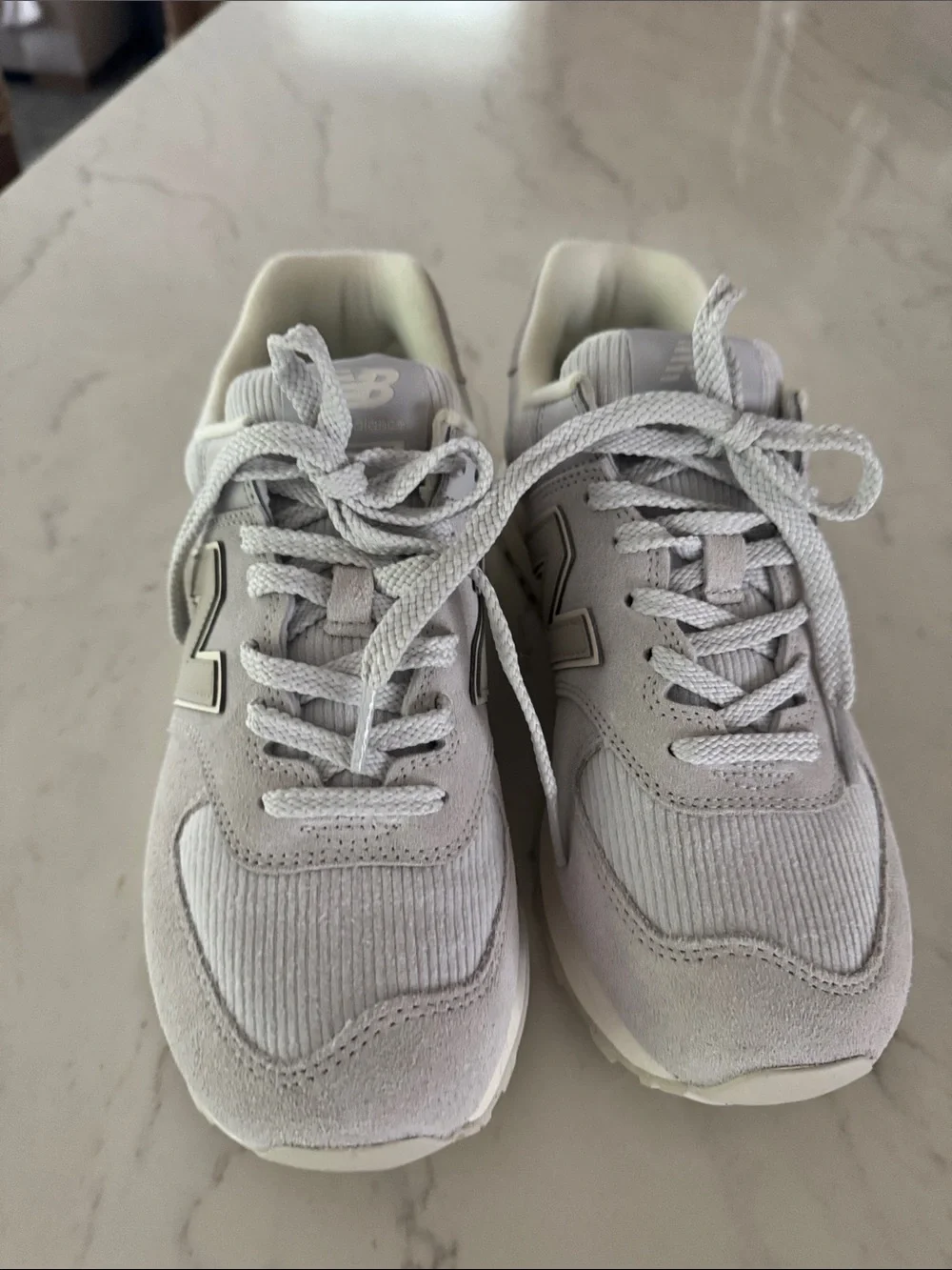 New Balance Gray Corduroy & Suede Sneakers